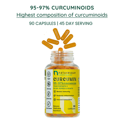 Turmeric Curcumin 95 to 97 % with black pepper extract and tulsi (560 mg Capsules)