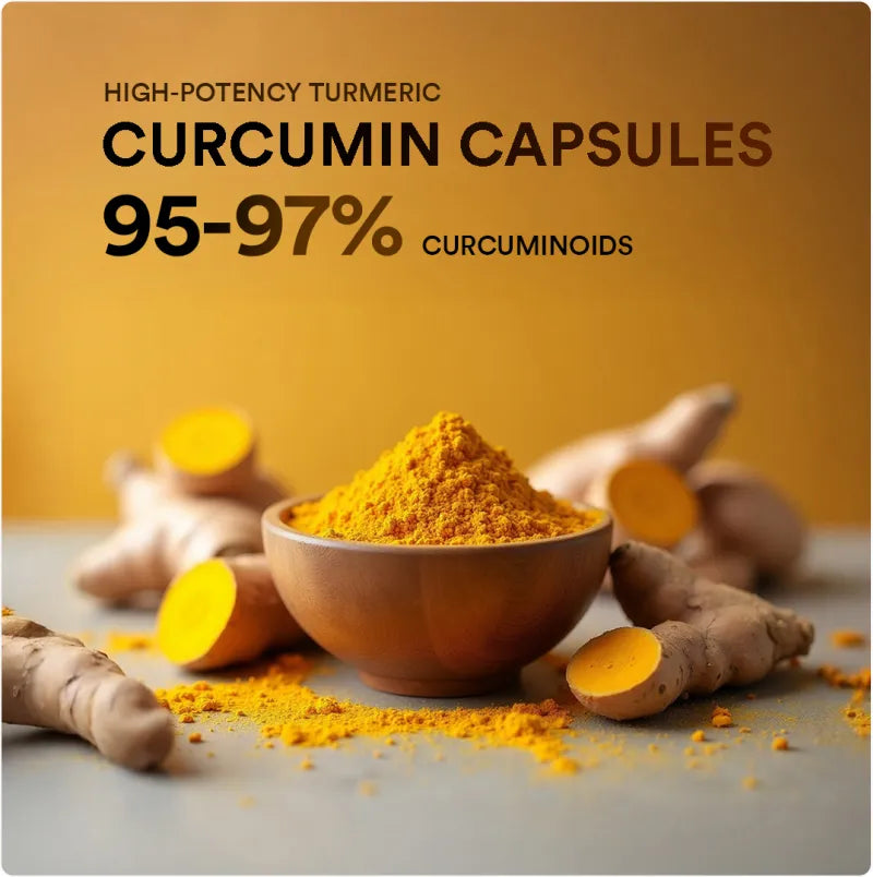 Turmeric Curcumin 95 to 97 % with Black Pepper Extract and Tulsi (560 mg Capsules)